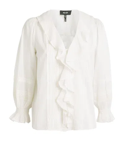 Me+em Cotton Voile Ruffle Blouse In White