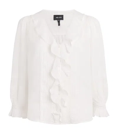 Me+em Cotton Voile Ruffle Blouse In White