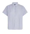Me+em Cotton Voile Stripe Blouse In Blue