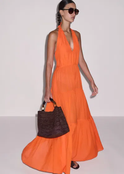 Me+em Cotton Voile Tiered Maxi Dress Sunny Orange