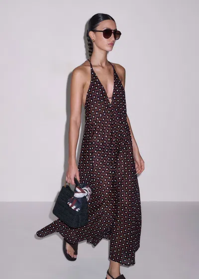 Me+em Cotton Voile Zig-zag Spot Maxi Slip Dress Black-multi In Brown