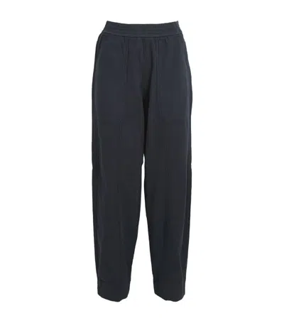 Me+em Cotton Wide-leg Trousers In Navy