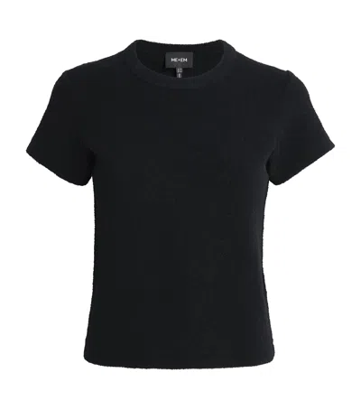 Me+em Cotton-blend Knitted T-shirt In Black