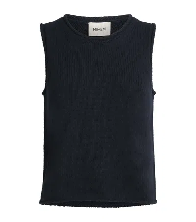 Me+em Cotton-blend Sweater Vest In Blue