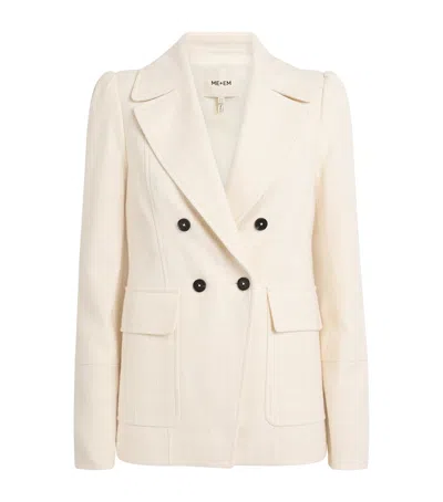 Me+em Cotton-blend Textured Blazer In White