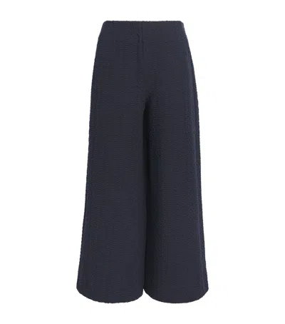 Me+em Cotton-blend Textured Cropped Trousers In Navy