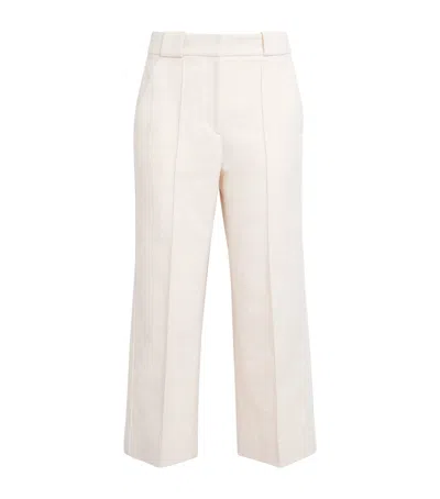 Me+em Cotton-blend Textured Cropped Trousers In White