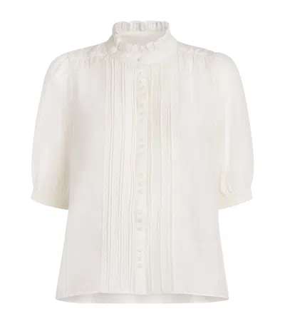 Me+em Cotton-silk Pintuck Blouse In White