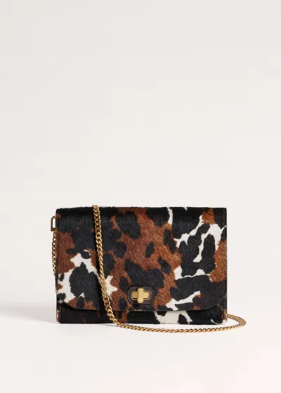 Me+em Cow Print Envelope Clutch Dark Brown Multi