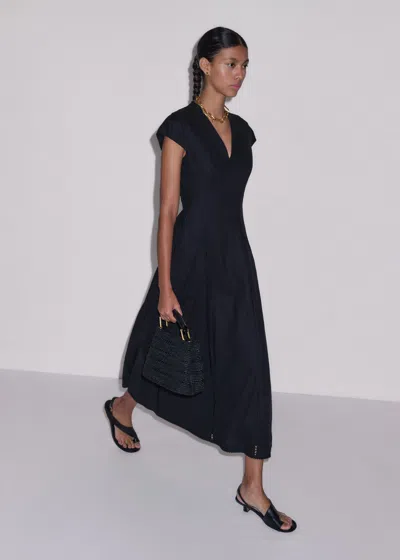 Me+em Crease-less Embroidery Stitch Detail Maxi Dress Black In Blue