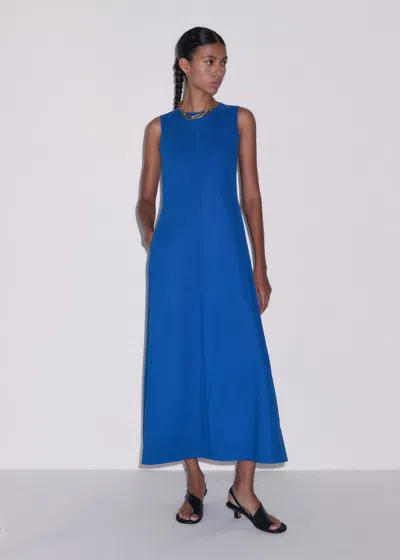 Me+em Creaseless Linen Effortless Summer Maxi Dress Intense Blue In Multi