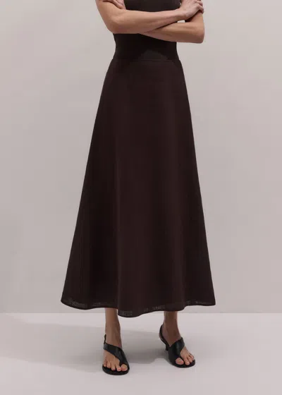 Me+em Crease-less Linen Panelled Maxi Skirt Cocoa Brown