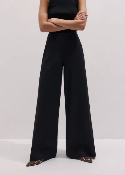 Me+em Crease-less Linen Wide Leg Trouser Black