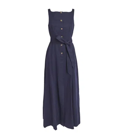Me+em Creaseless Linen-blend Midi Dress In Blue