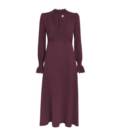 Me+em Crepe Lace-trim Midi Dress In Red