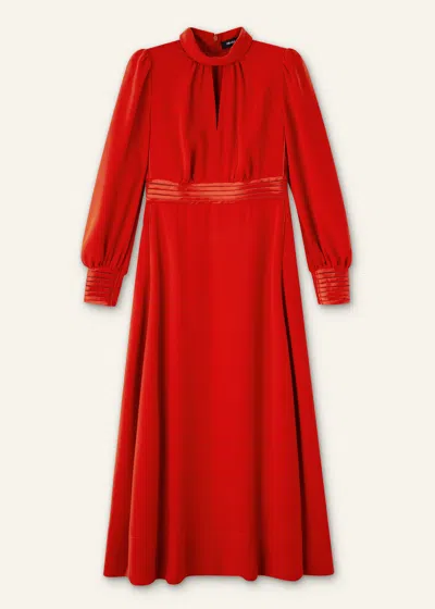 Me+em Crepe Ladder Trim Maxi Dress In Bitter Orange