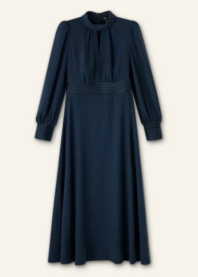 Me+em Crepe Ladder Trim Maxi Dress In Navy