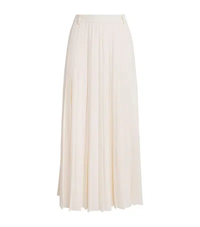 Me+em Crepe Slit Pleated Maxi Skirt In Ivory