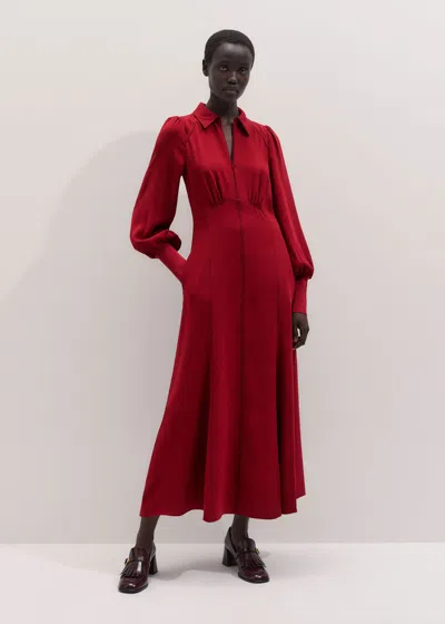 Me+em Crepe Statement Sleeve Maxi Dress Barolo Red