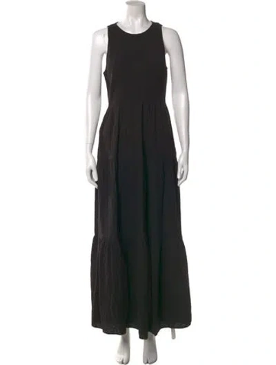 Pre-owned Me+em Crew Neck Long Dress In Black