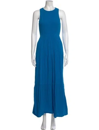 Pre-owned Me+em Crew Neck Long Dress In Blue