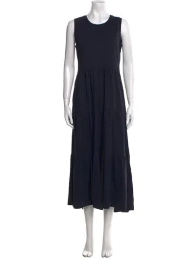 Pre-owned Me+em Crew Neck Long Dress In Blue