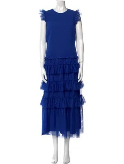 Pre-owned Me+em Crew Neck Long Dress In Blue