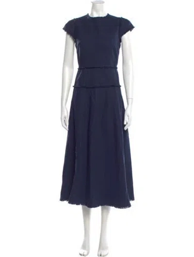 Pre-owned Me+em Crew Neck Long Dress In Blue