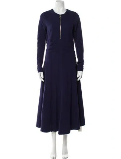 Pre-owned Me+em Crew Neck Long Dress In Blue