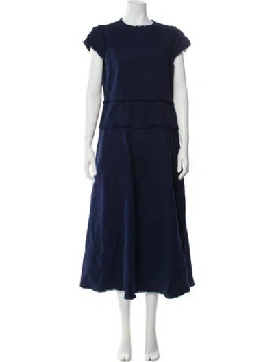 Pre-owned Me+em Crew Neck Long Dress In Blue