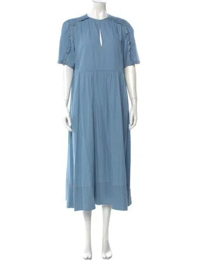 Pre-owned Me+em Crew Neck Long Dress In Blue