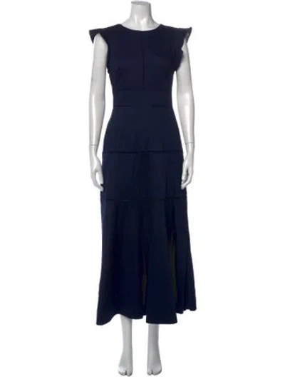 Pre-owned Me+em Crew Neck Long Dress In Blue