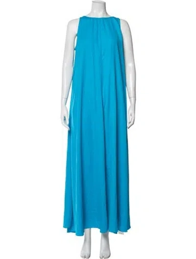 Pre-owned Me+em Crew Neck Long Dress In Blue