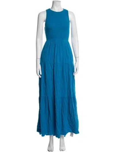 Pre-owned Me+em Crew Neck Long Dress In Blue