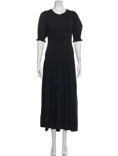 Pre-owned Me+em Crew Neck Long Dress In Blue
