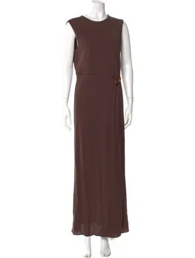 Pre-owned Me+em Crew Neck Long Dress In Brown