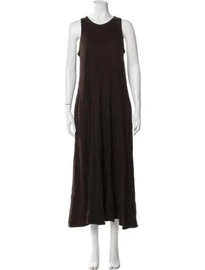 Pre-owned Me+em Crew Neck Long Dress In Brown