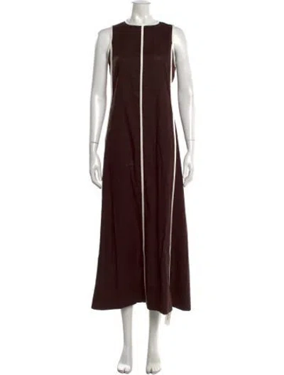 Pre-owned Me+em Crew Neck Long Dress In Brown