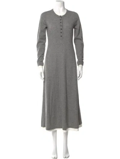 Pre-owned Me+em Crew Neck Long Dress In Gray