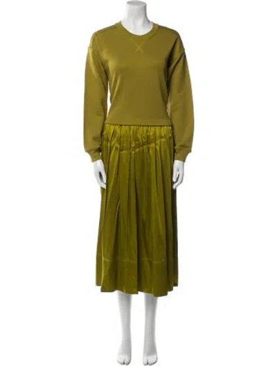 Pre-owned Me+em Crew Neck Long Dress In Green
