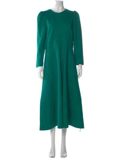 Pre-owned Me+em Crew Neck Long Dress In Green