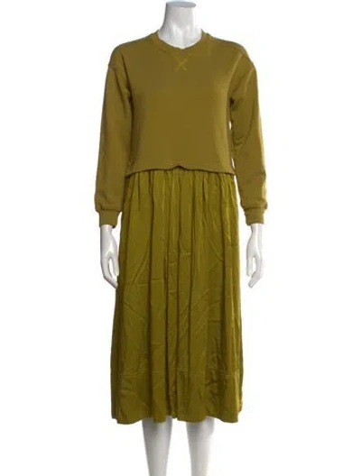 Pre-owned Me+em Crew Neck Long Dress In Green