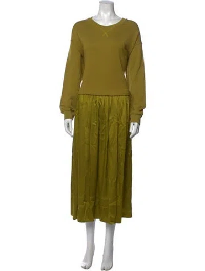 Pre-owned Me+em Crew Neck Long Dress In Green