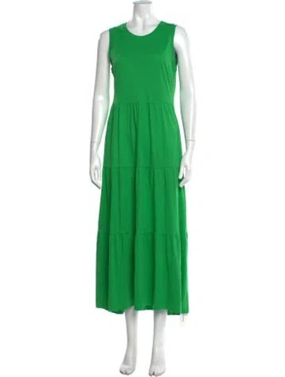 Pre-owned Me+em Crew Neck Long Dress In Green