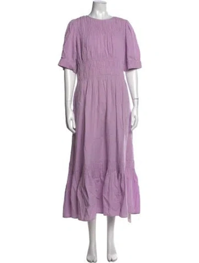 Pre-owned Me+em Crew Neck Long Dress In Purple
