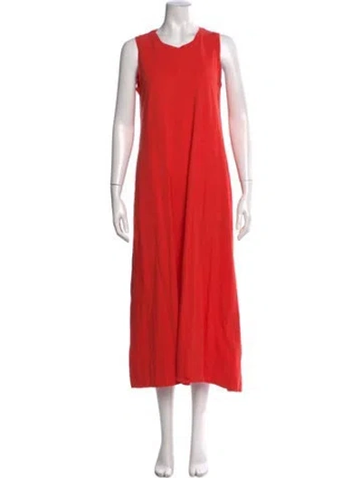 Pre-owned Me+em Crew Neck Long Dress In Red