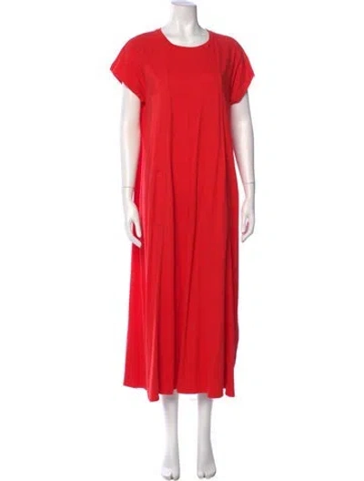 Pre-owned Me+em Crew Neck Long Dress In Red