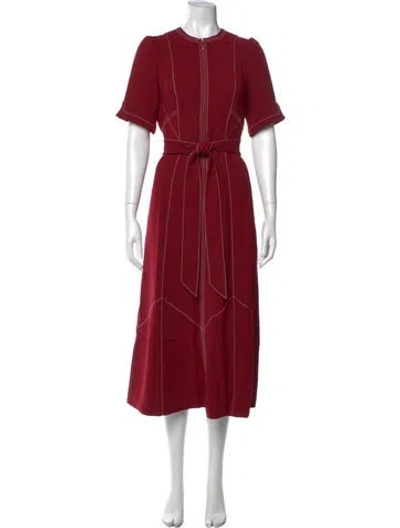 Pre-owned Me+em Crew Neck Long Dress In Red