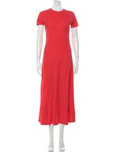 Pre-owned Me+em Crew Neck Long Dress In Red
