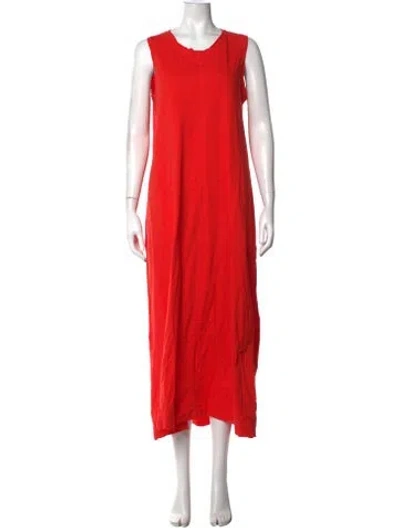 Pre-owned Me+em Crew Neck Long Dress In Red